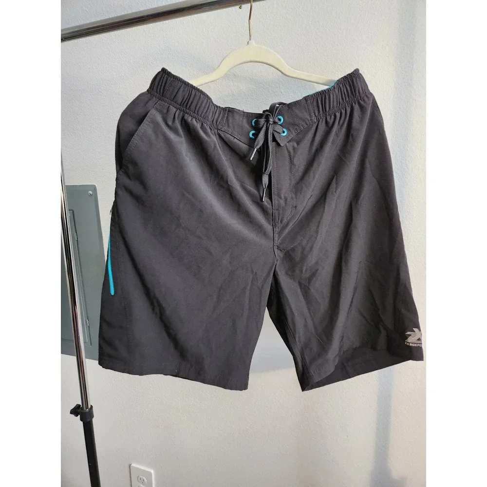 ZeroXposur Mens Black Aqua Athletic Swim Trunks Shorts Size L MSRP $46